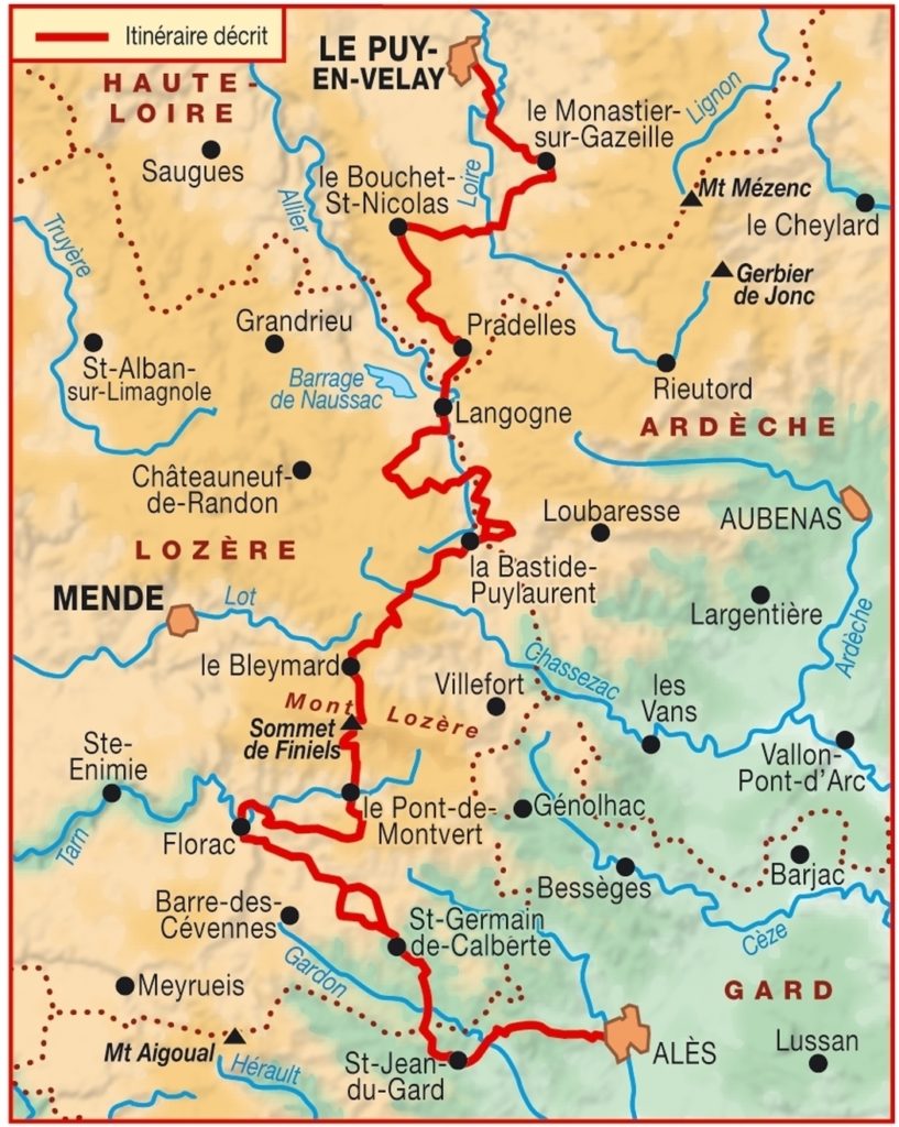 carte des chemins de stevenson