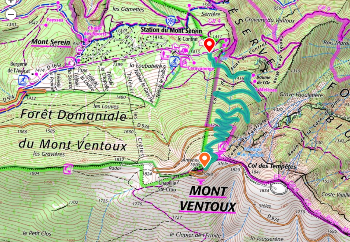 accès face nord station Mont Serein