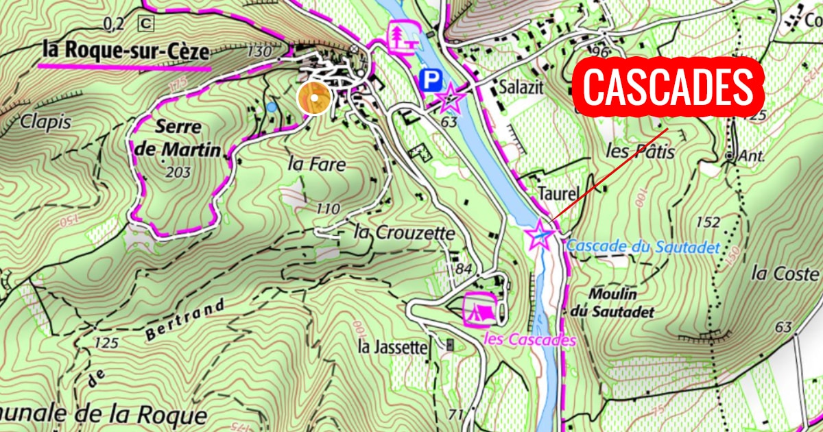 carte IGN cascade sautadet