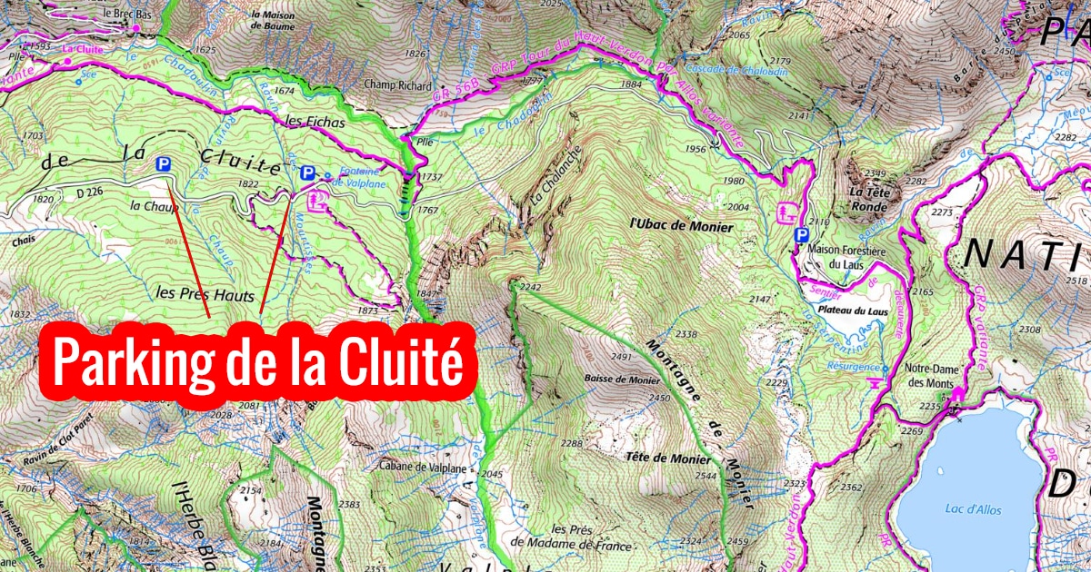 Accès au lac d'allos depuis le parking du Cluité
